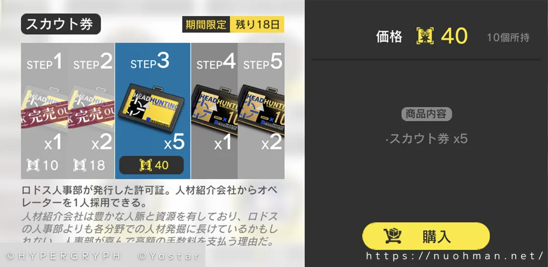 上級資格証をスカウト券に交換するときのSTEP 3の画面
